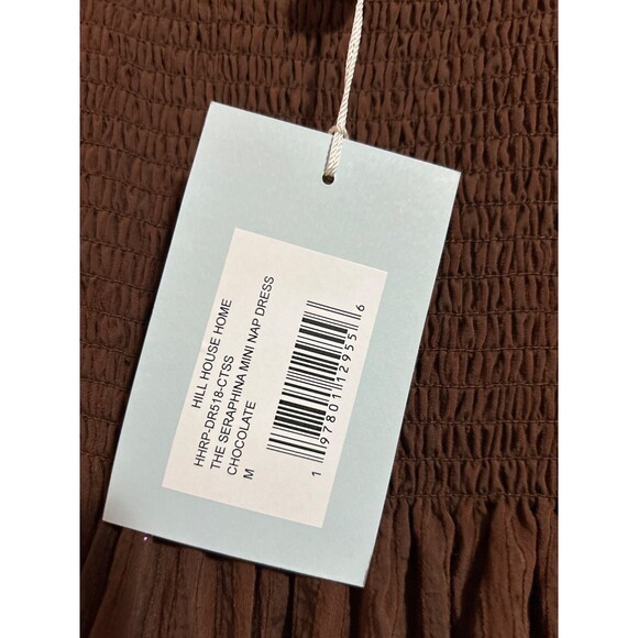 Hill House The Seraphina Mini Nap Dress size M NWT Chocolate Tonal Seersucker - Picture 8 of 10